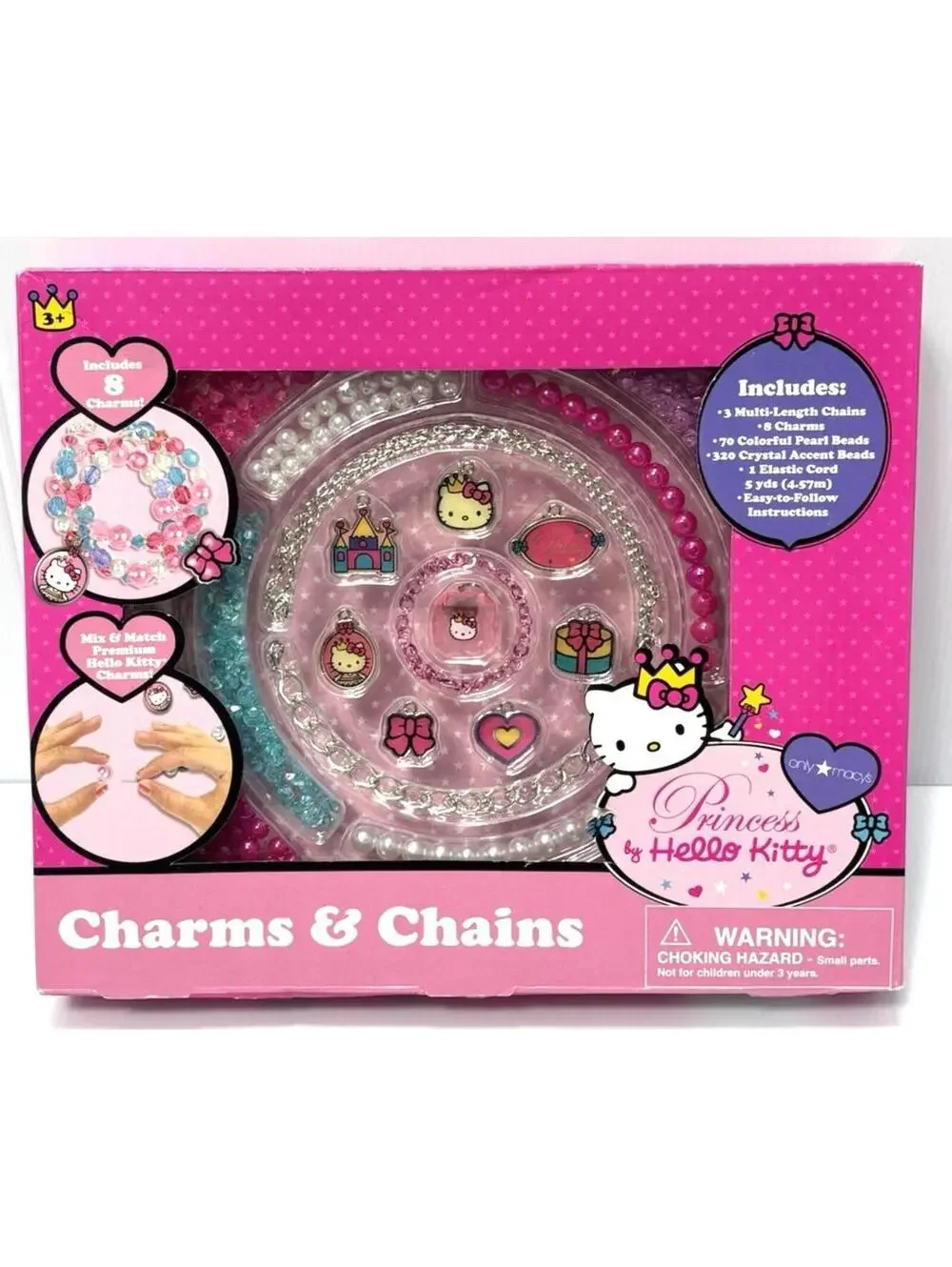 Hello Kitty Princess Charms & Chains Jewelry Making Kit DIY Crafts, New